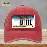 Hottie Montana State Novelty License Plate Hat Unconstructed Cotton / Red