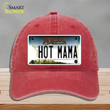 Hot Mama Montana State Novelty License Plate Hat Unconstructed Cotton / Red