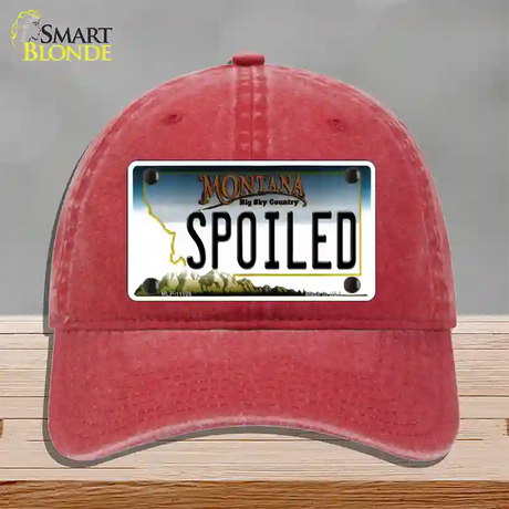 Spoiled Montana State Novelty License Plate Hat Unconstructed Cotton / Red