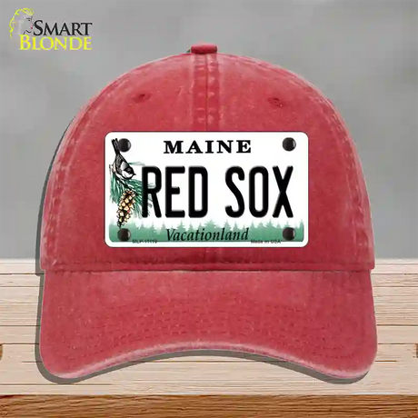 Red Sox Maine Novelty License Plate Hat Unconstructed Cotton / Red