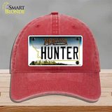 Hunter Montana State Novelty License Plate Hat Unconstructed Cotton / Red