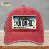 Snow Boarder Montana State Novelty License Plate Hat Unconstructed Cotton / Red