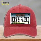 Born and Raised Montana State Novelty License Plate Hat Unconstructed Cotton / Red