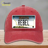 Rebel Montana State Novelty License Plate Hat Unconstructed Cotton / Red