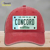 Concord New Hampshire State Novelty License Plate Hat Unconstructed Cotton / Red