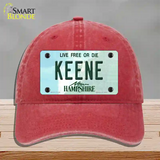 Keene New Hampshire State Novelty License Plate Hat Unconstructed Cotton / Red