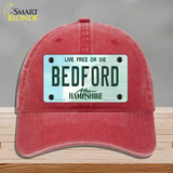 Bedford New Hampshire State Novelty License Plate Hat Unconstructed Cotton / Red