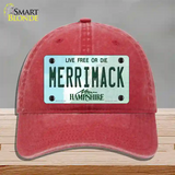 Merrimack New Hampshire State Novelty License Plate Hat Unconstructed Cotton / Red