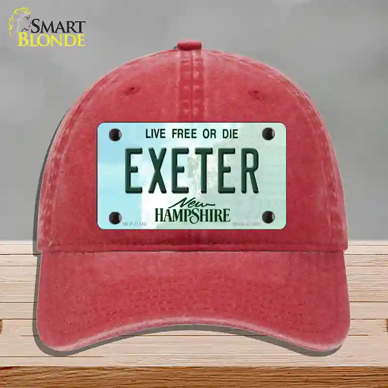 Exeter New Hampshire State Novelty License Plate Hat Unconstructed Cotton / Red