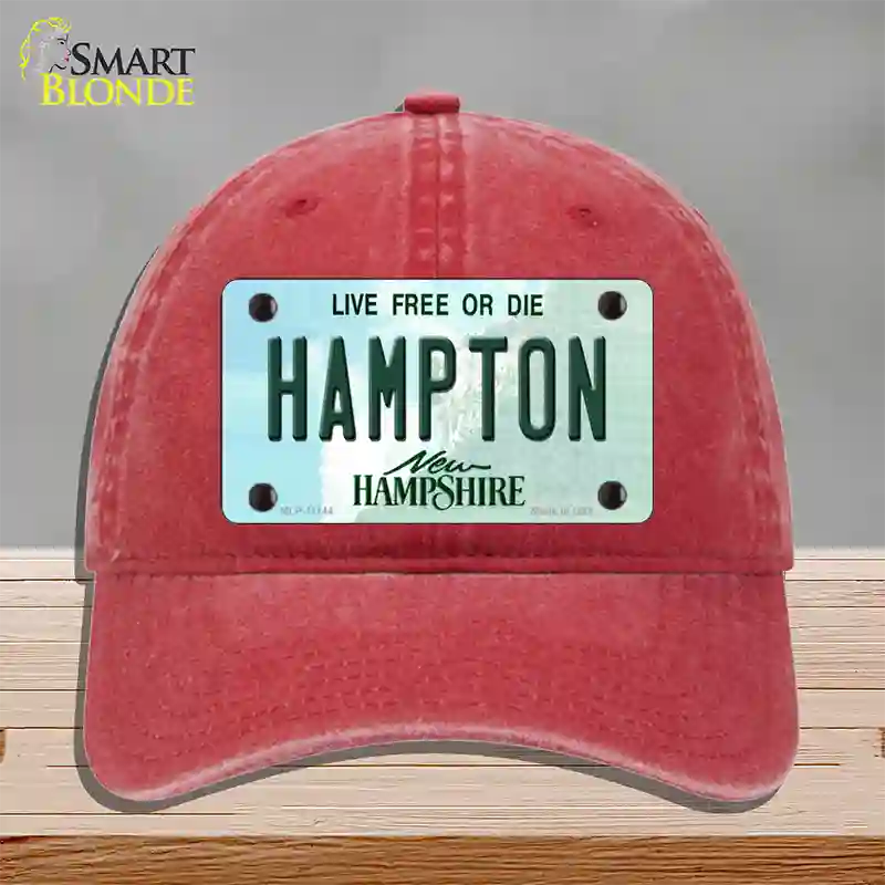 Hampton New Hampshire State Novelty License Plate Hat Unconstructed Cotton / Red