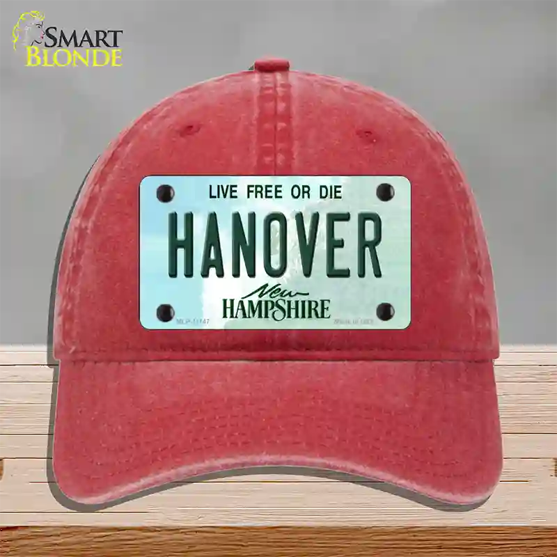 Hanover New Hampshire State Novelty License Plate Hat Unconstructed Cotton / Red