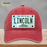 Lincoln New Hampshire State Novelty License Plate Hat Unconstructed Cotton / Red