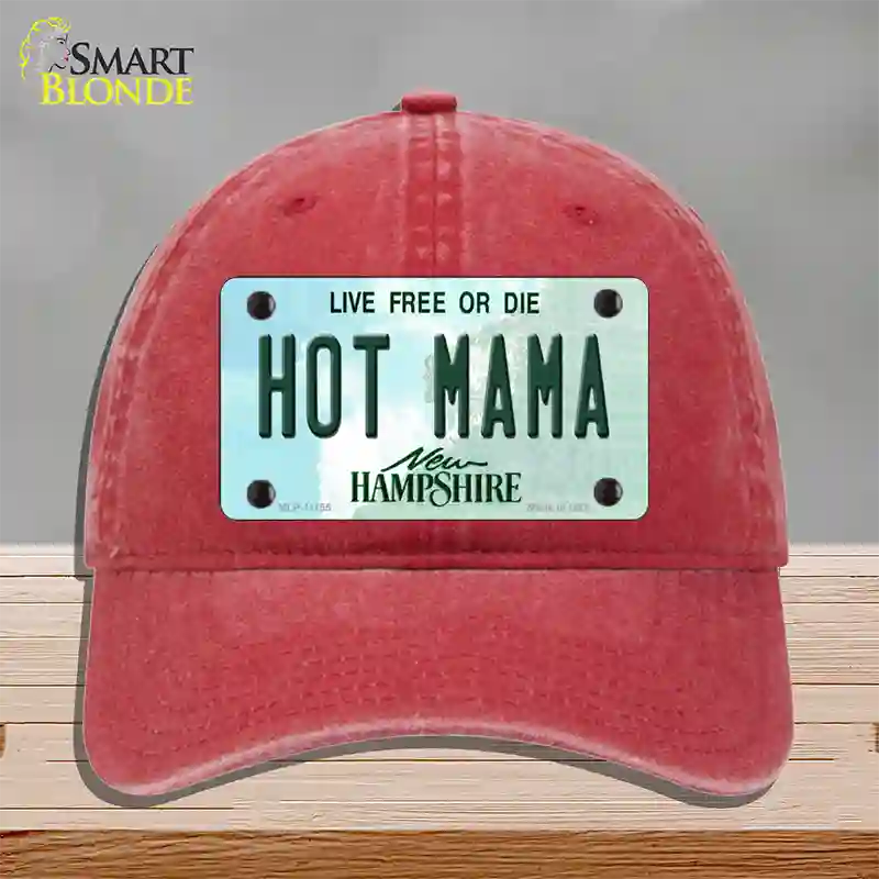 Hot Mama New Hampshire State Novelty License Plate Hat Unconstructed Cotton / Red