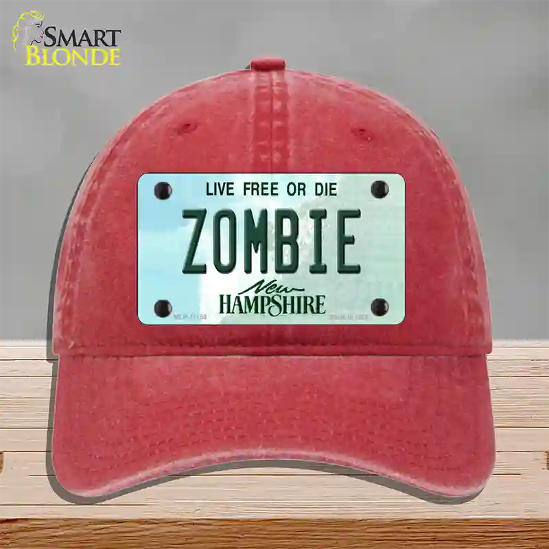 Zombie New Hampshire State Novelty License Plate Hat Unconstructed Cotton / Red