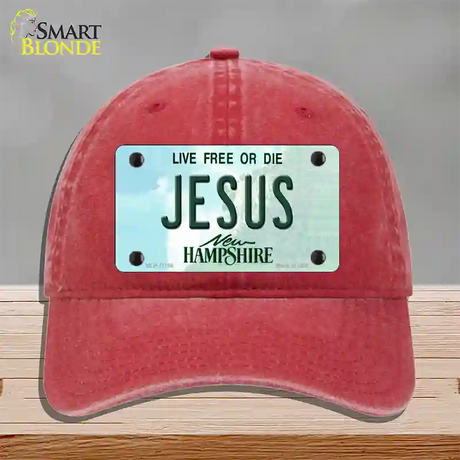 Jesus New Hampshire State Novelty License Plate Hat Unconstructed Cotton / Red