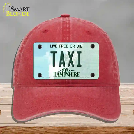 Taxi New Hampshire State Novelty License Plate Hat Unconstructed Cotton / Red