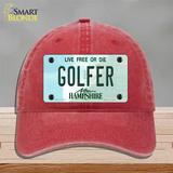 Golfer New Hampshire State Novelty License Plate Hat Unconstructed Cotton / Red