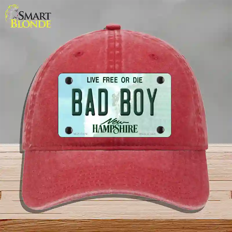 Bad Boy New Hampshire State Novelty License Plate Hat Unconstructed Cotton / Red