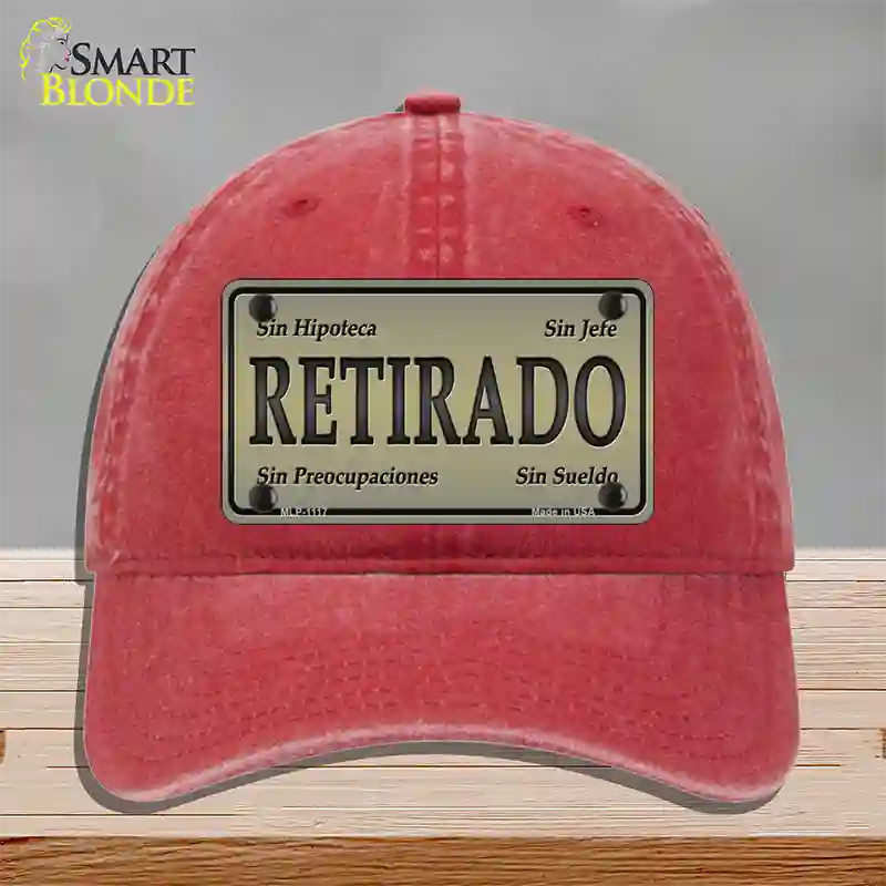 Retirado Novelty License Plate Hat Unconstructed Cotton / Red