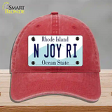 N Joy RI Rhode Island State Novelty License Plate Hat Unconstructed Cotton / Red