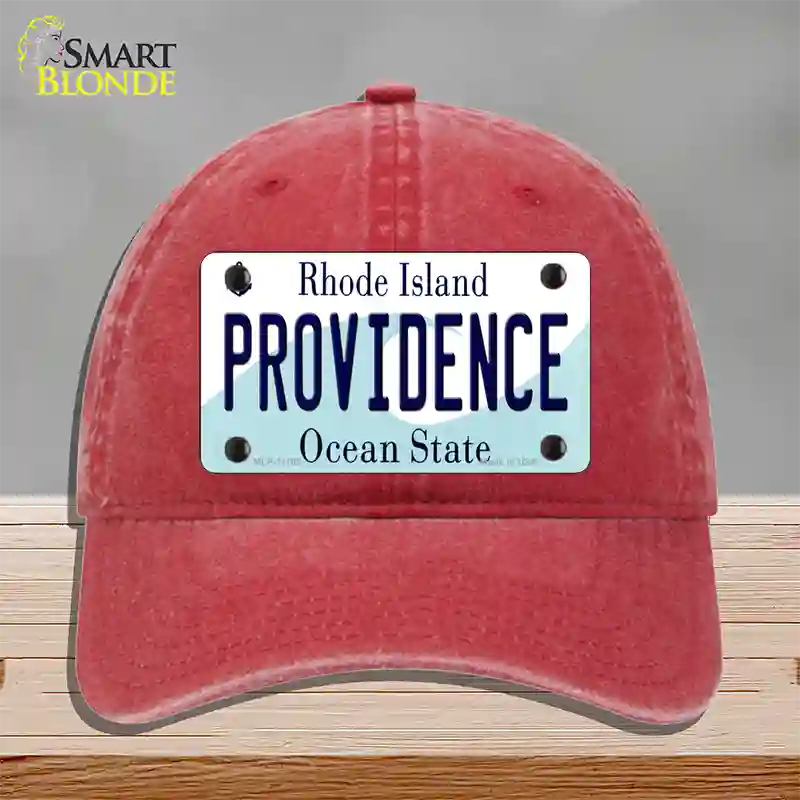 Providence Rhode Island State Novelty License Plate Hat Unconstructed Cotton / Red