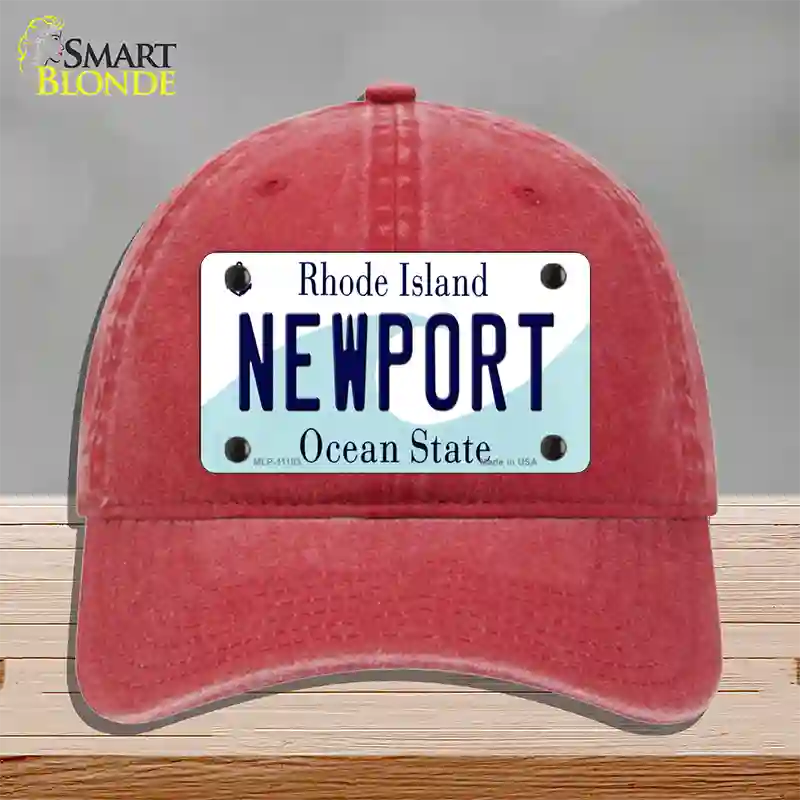 New Port Rhode Island State Novelty License Plate Hat Unconstructed Cotton / Red