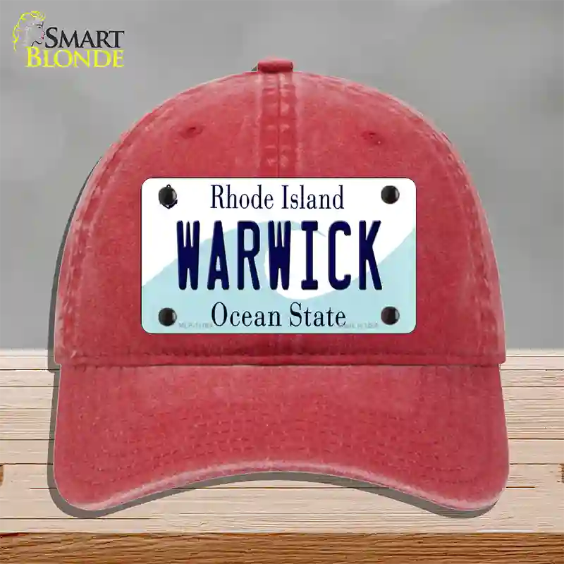 Warwick Rhode Island State Novelty License Plate Hat Unconstructed Cotton / Red