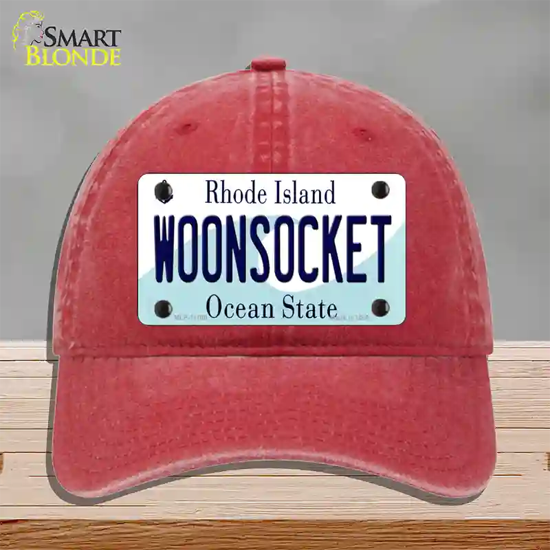 Woonsocket Rhode Island State Novelty License Plate Hat Unconstructed Cotton / Red