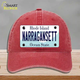 Narragansett Rhode Island State Novelty License Plate Hat Unconstructed Cotton / Red