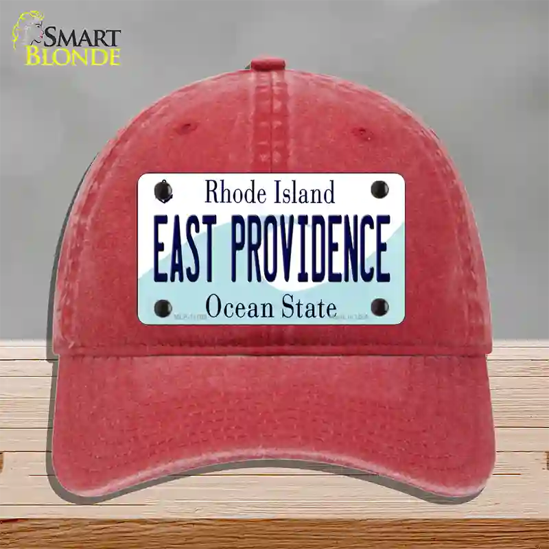 East Providence Rhode Island State Novelty License Plate Hat Unconstructed Cotton / Red