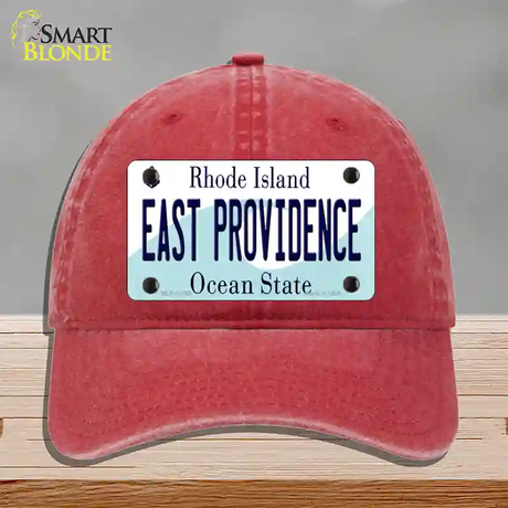 East Providence Rhode Island State Novelty License Plate Hat Unconstructed Cotton / Red