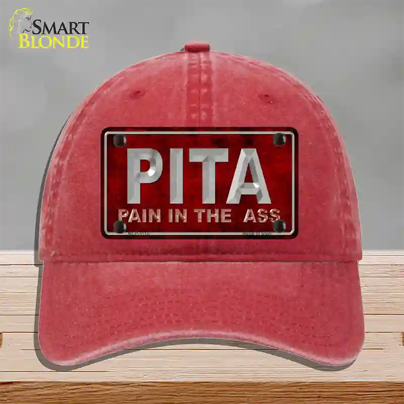 Pain In The Ass Novelty License Plate Hat Unconstructed Cotton / Red