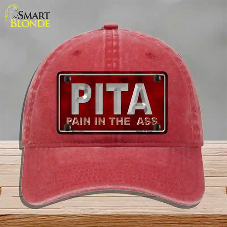 Pain In The Ass Novelty License Plate Hat Unconstructed Cotton / Red