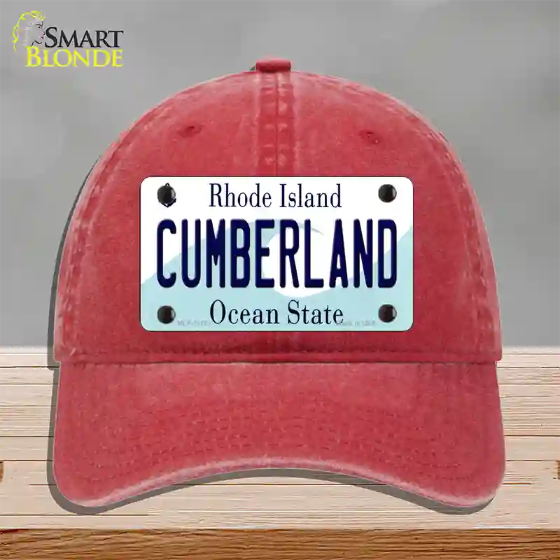 Cumberland Rhode Island State Novelty License Plate Hat Unconstructed Cotton / Red