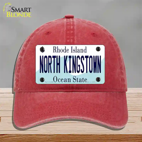 North Kingstown Rhode Island State Novelty License Plate Hat Unconstructed Cotton / Red