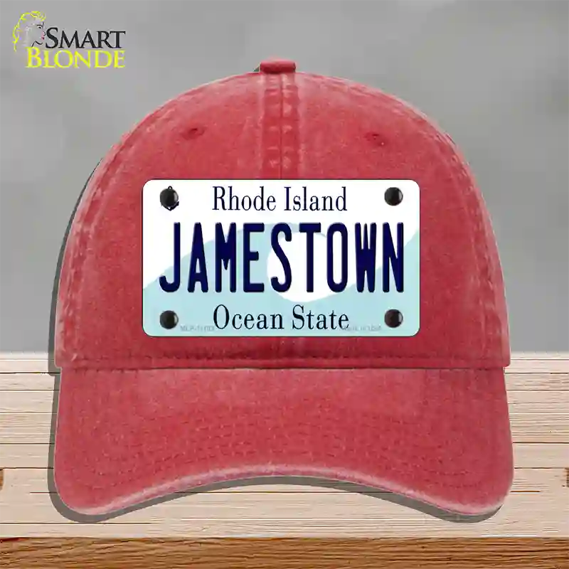 Jamestown Rhode Island State Novelty License Plate Hat Unconstructed Cotton / Red