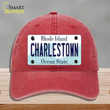 Charlestown Rhode Island State Novelty License Plate Hat Unconstructed Cotton / Red