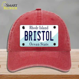 Bristol Rhode Island State Novelty License Plate Hat Unconstructed Cotton / Red