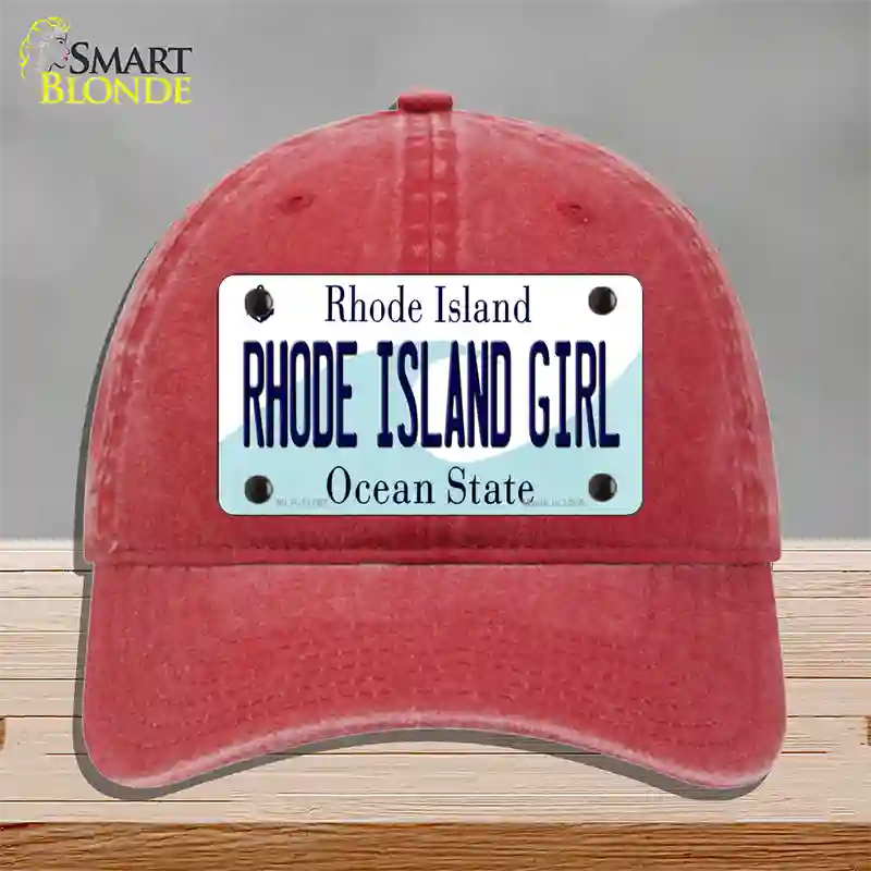 Rhode Island Girl Rhode Island State Novelty License Plate Hat Unconstructed Cotton / Red