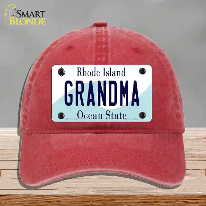 Grandma Rhode Island State Novelty License Plate Hat Unconstructed Cotton / Red