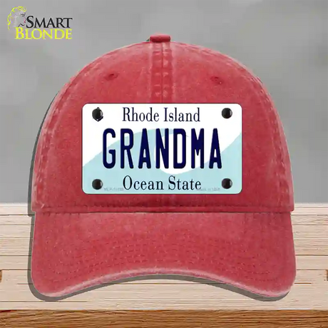 Grandma Rhode Island State Novelty License Plate Hat Unconstructed Cotton / Red