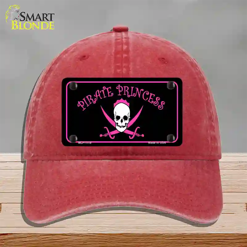 Pirate Princess Novelty License Plate Hat Unconstructed Cotton / Red