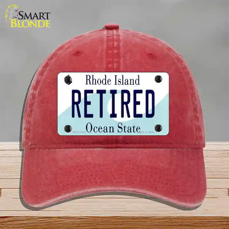 Retired Rhode Island State Novelty License Plate Hat Unconstructed Cotton / Red