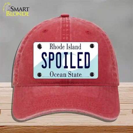 Spoiled Rhode Island State Novelty License Plate Hat Unconstructed Cotton / Red