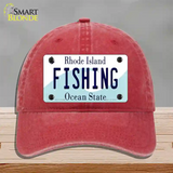 Fishing Rhode Island State Novelty License Plate Hat Unconstructed Cotton / Red