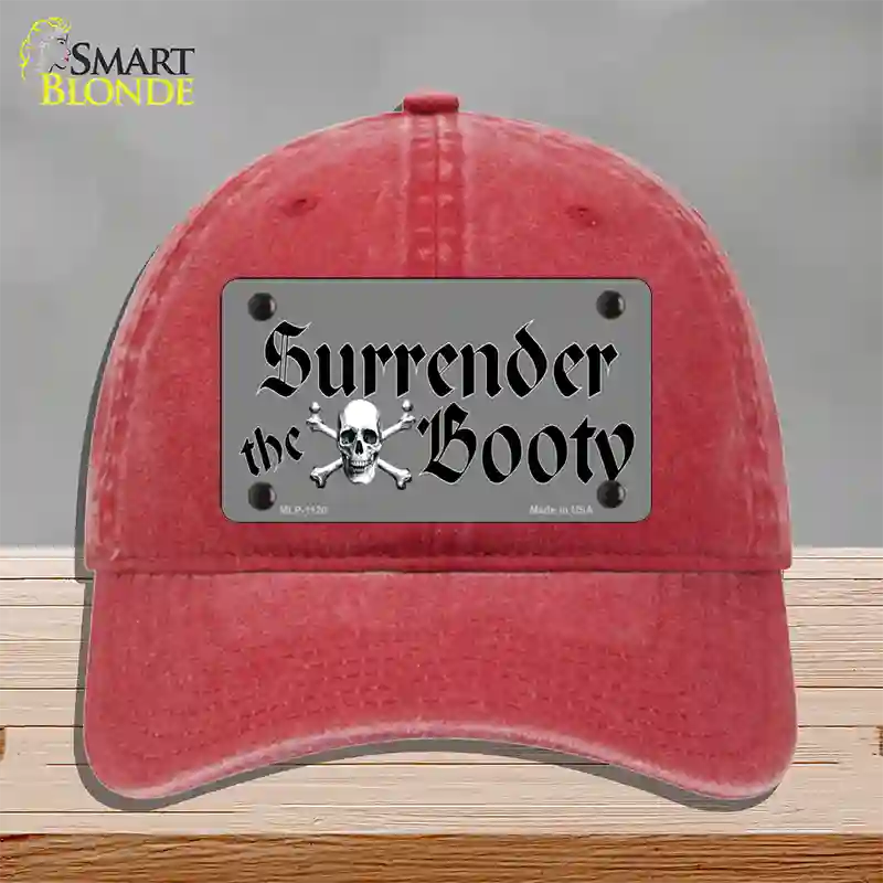 Surrender The Booty Novelty License Plate Hat Unconstructed Cotton / Red