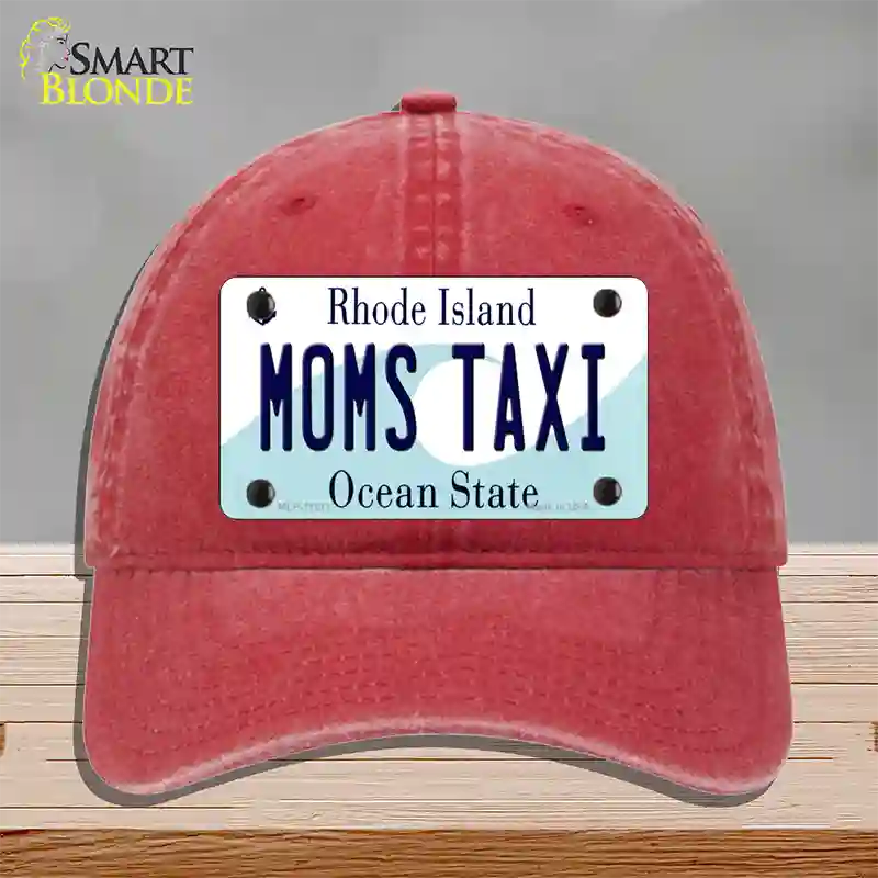 Moms Taxi Rhode Island State Novelty License Plate Hat Unconstructed Cotton / Red