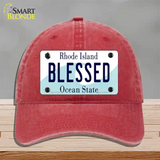 Blessed Rhode Island State Novelty License Plate Hat Unconstructed Cotton / Red