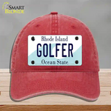 Golfer Rhode Island State Novelty License Plate Hat Unconstructed Cotton / Red