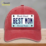 Best Mom Rhode Island State Novelty License Plate Hat Unconstructed Cotton / Red